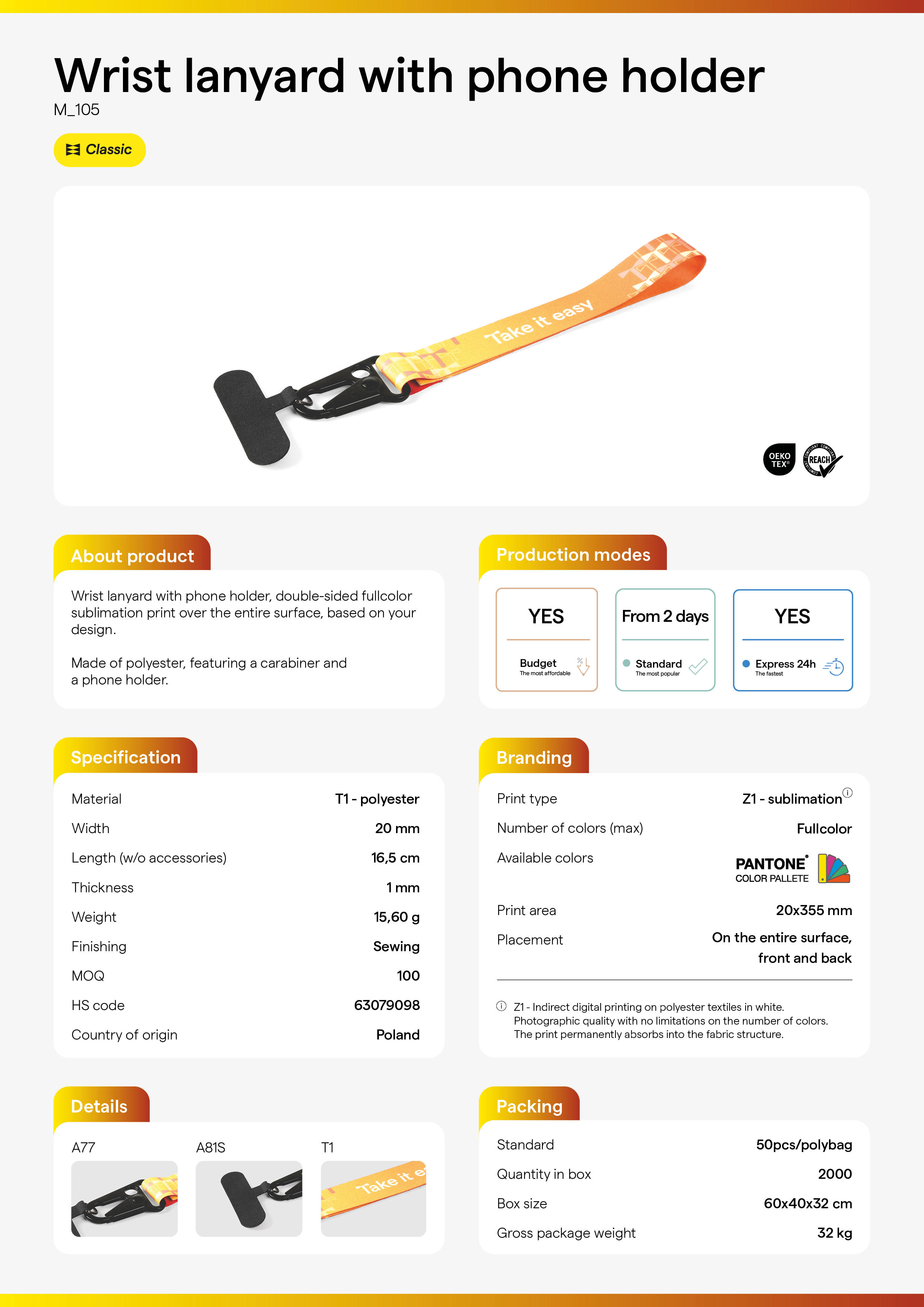 Wrist lanyard with phone holder M_105